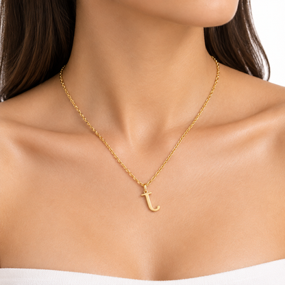 Złoty naszyjnik z literą J – stal nierdzewna, dla dam