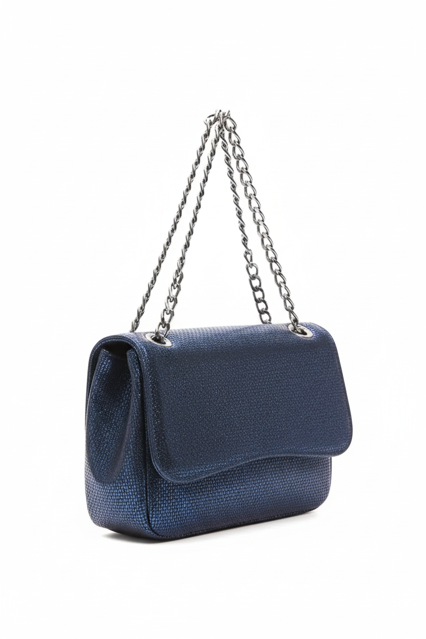 Niebieska torebka Pompei Donatella - widok z boku